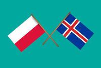 flaga Polski i Islandii na zielonym tle