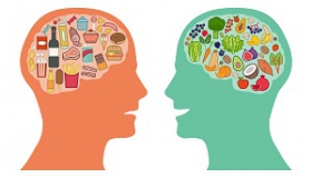 dwie postaci z obrazem jedzenia w mozgu